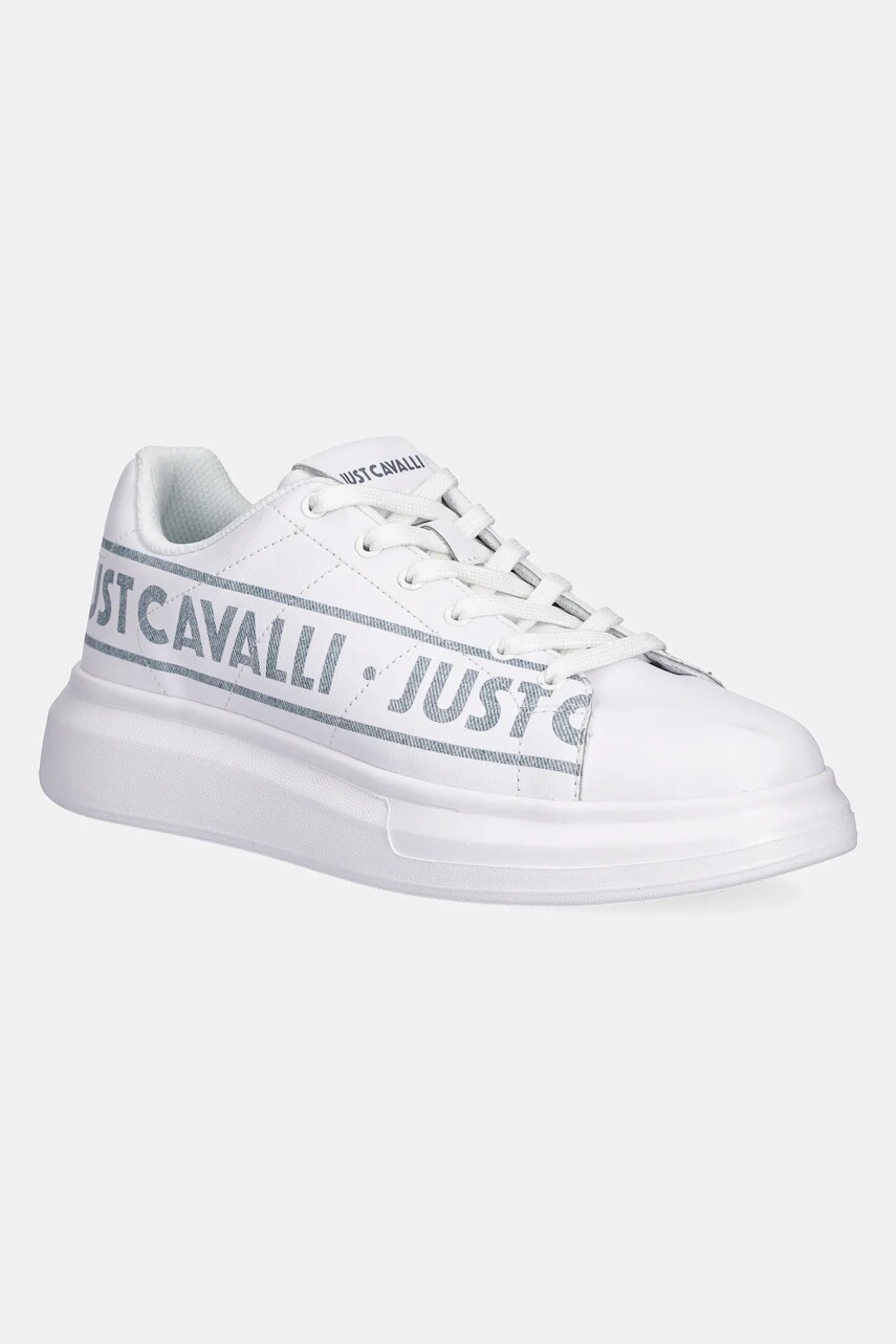 Kožené tenisky Just Cavalli biela farba, 78QA3SBCZPA95003