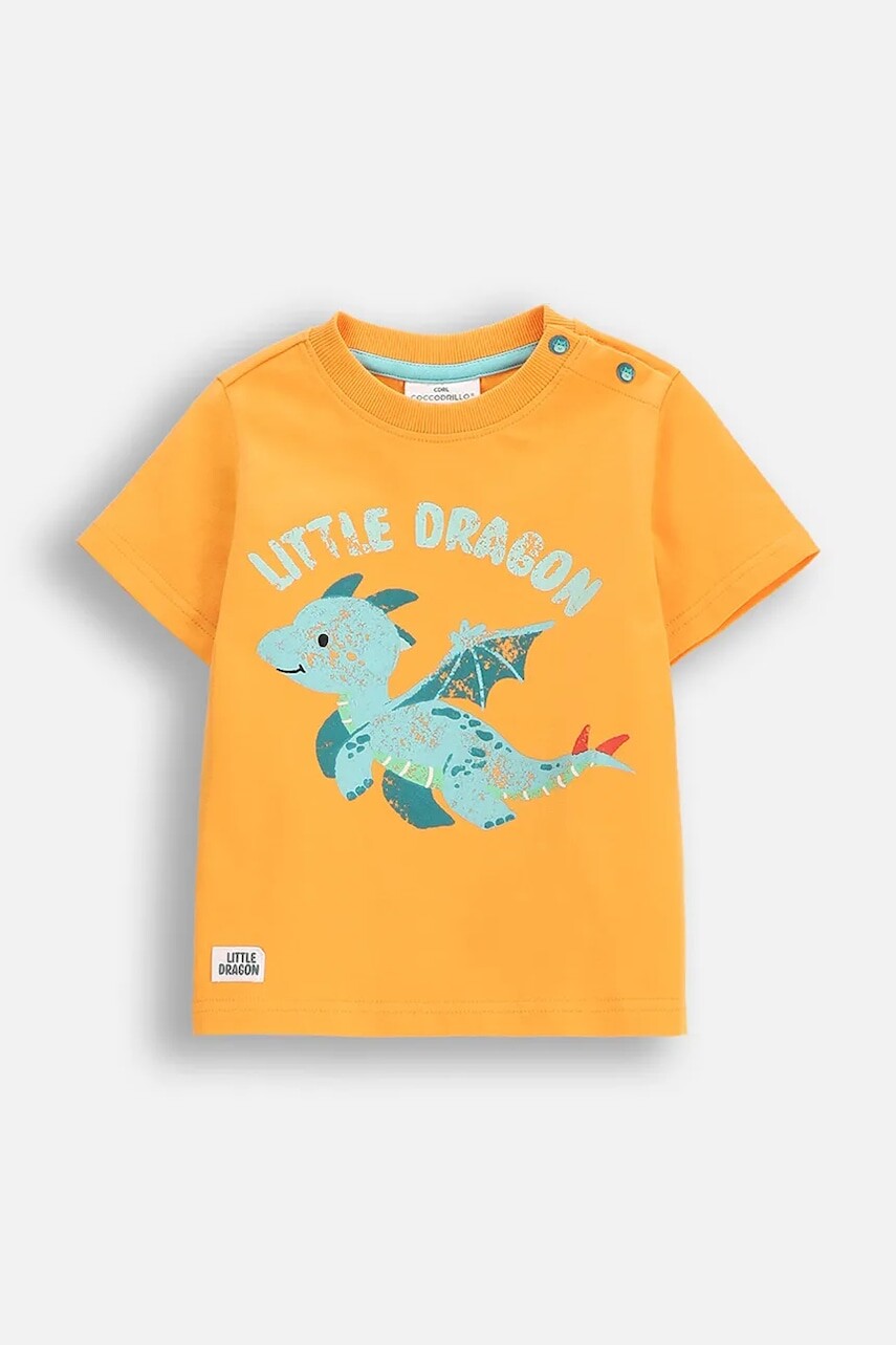 Tričko Coccodrillo oranžová farba, s potlačou, DRAGONS BOY NEWBORN