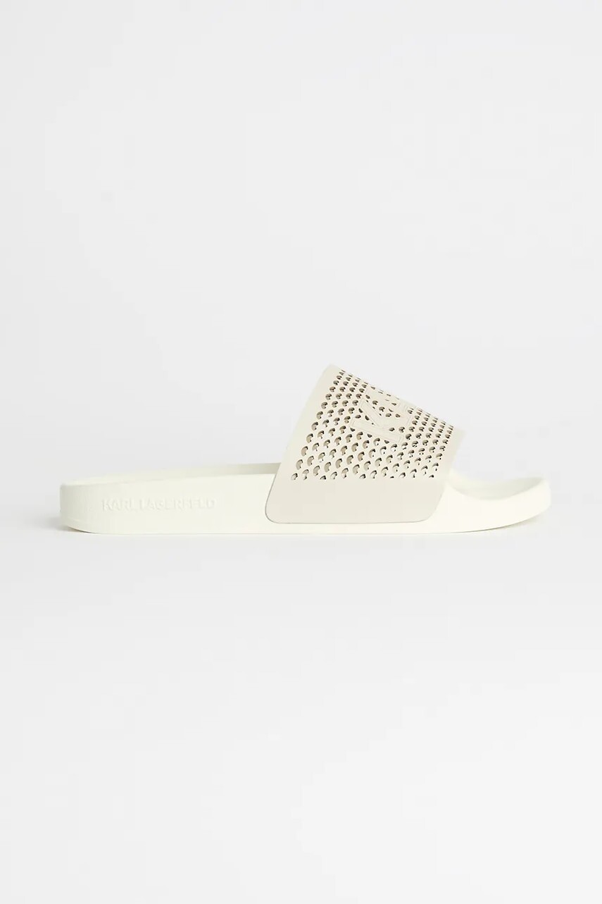 Kožené šľapky Karl Lagerfeld KONDO 2.0 biela farba, KL80915