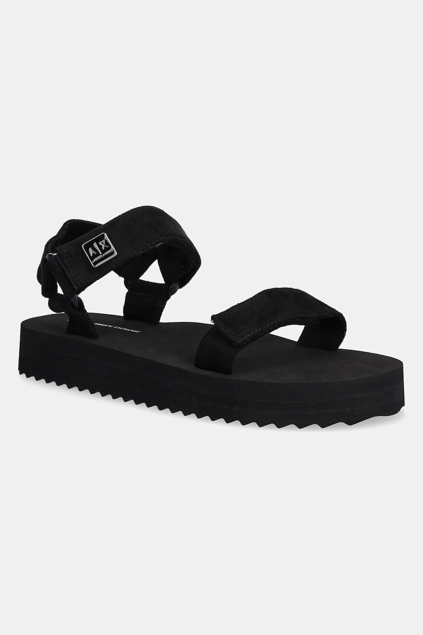 Sandále Armani Exchange čierna farba, na platforme, XDP064 XV928 00002