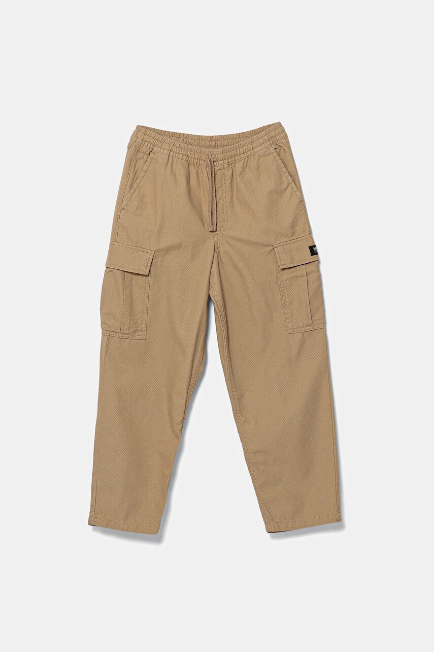 Detské bavlnené nohavice Vans Range Cargo Baggy Tapered Pant zelená farba, jednofarebné, VN000NW44MG1