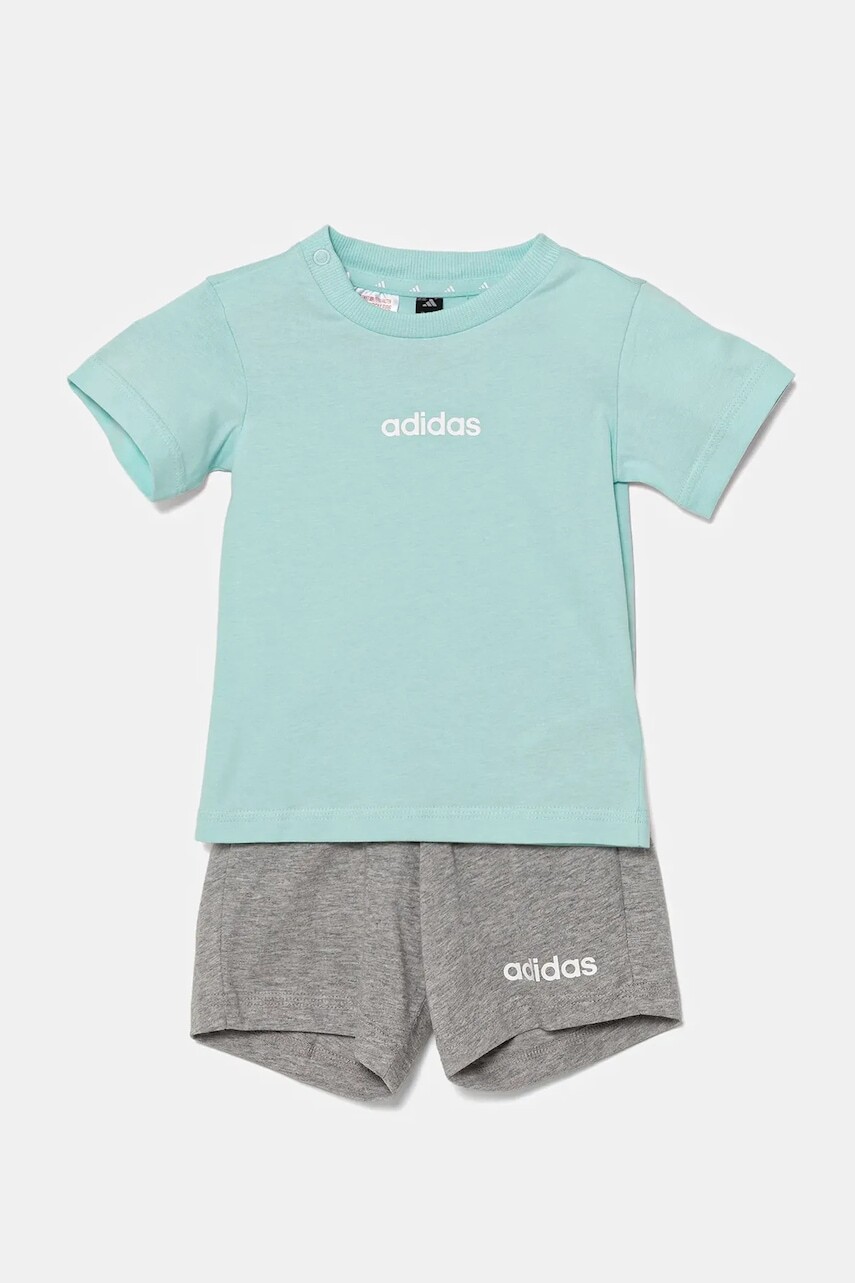 Detská bavlnená súprava adidas tyrkysová farba, JC9743