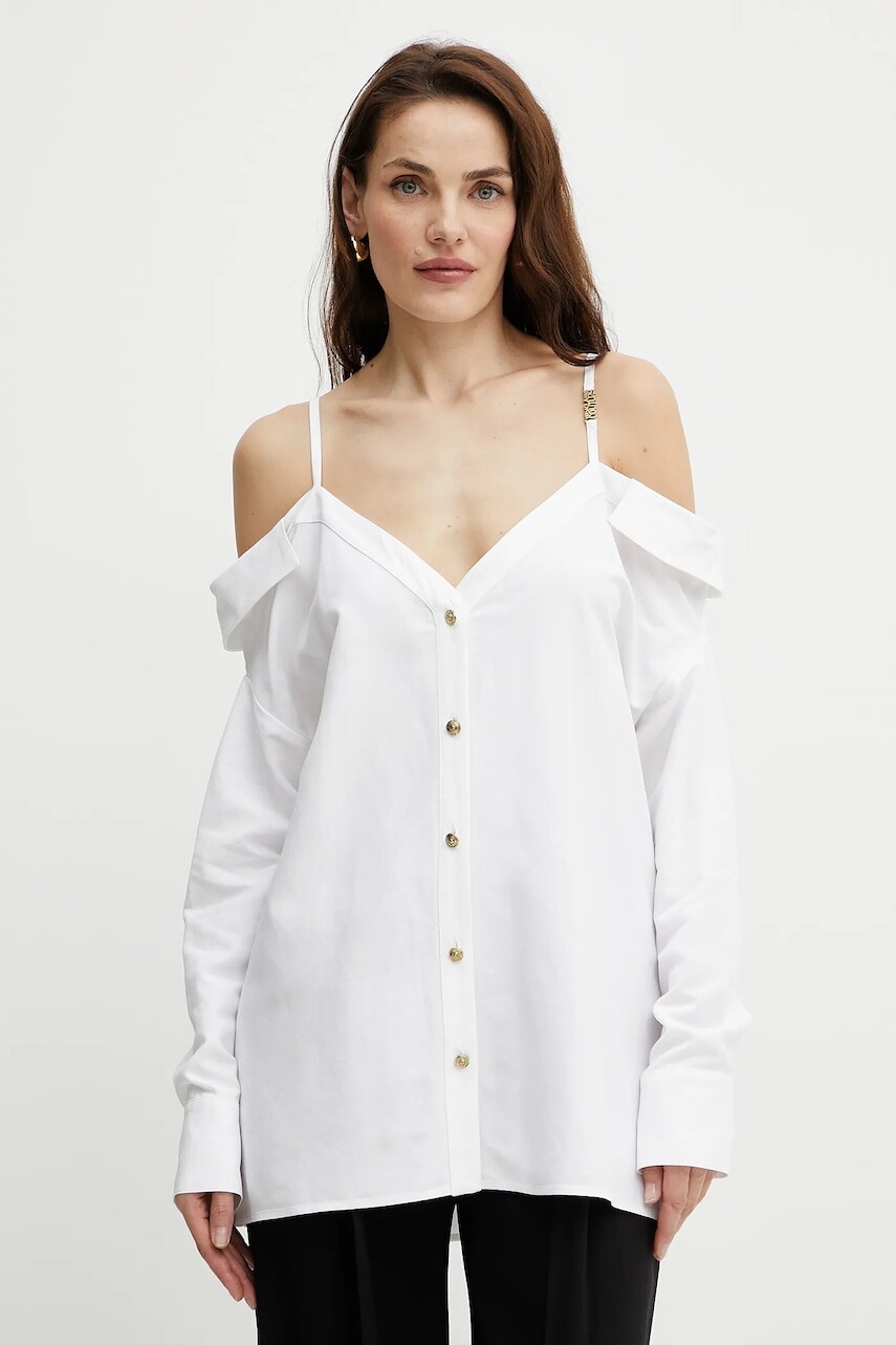 Košeľa Versace Jeans Couture biela farba, voľný strih, s klasickým golierom, 78HAL202 N0432
