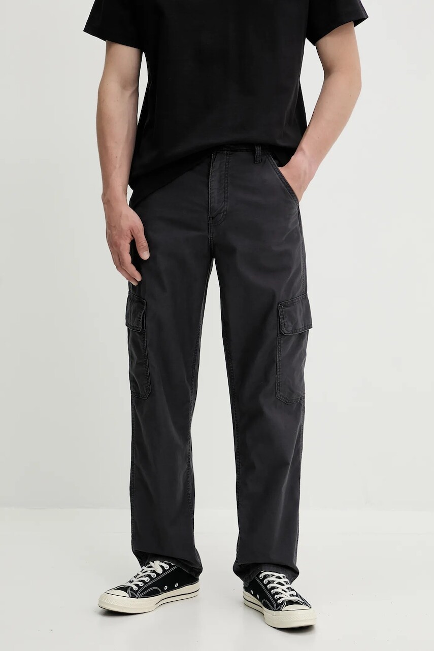 Bavlnené nohavice Levi's 568 LOOSE STRT CARGO šedá farba, rovný strih, 000LP