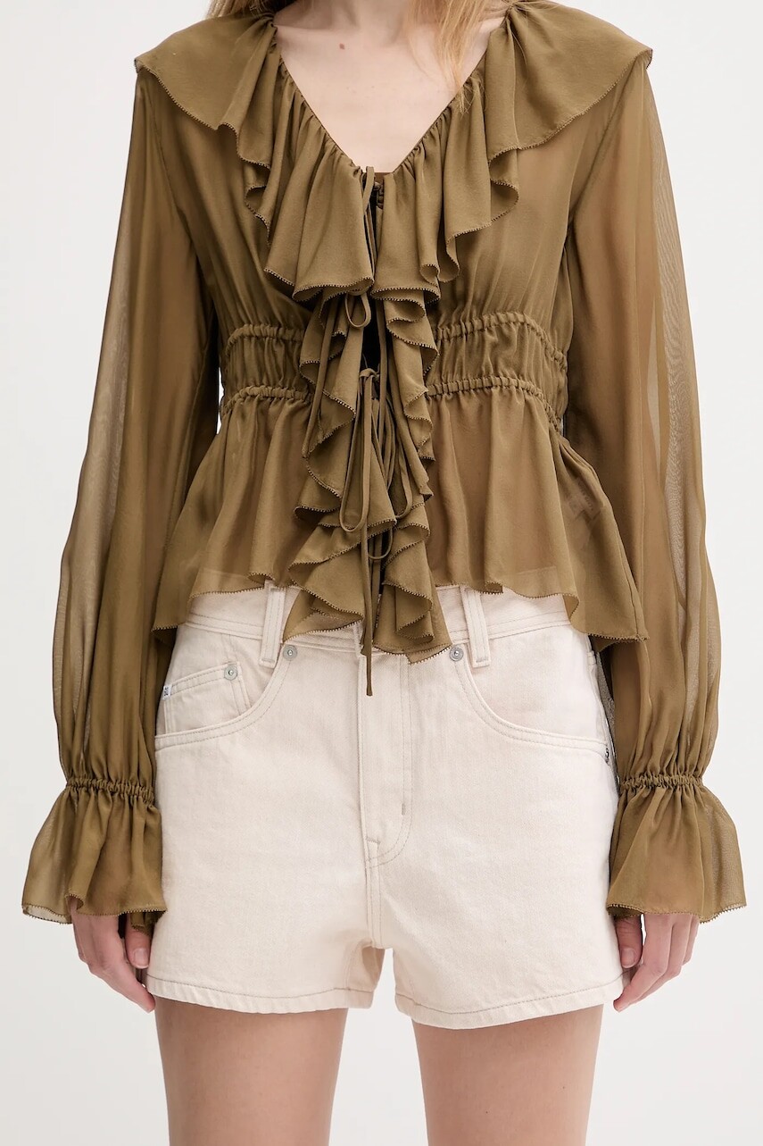 Rifľové krátke nohavice Miss Sixty béžová farba, jednofarebná, vysoký pás, 6S2JJ3330T