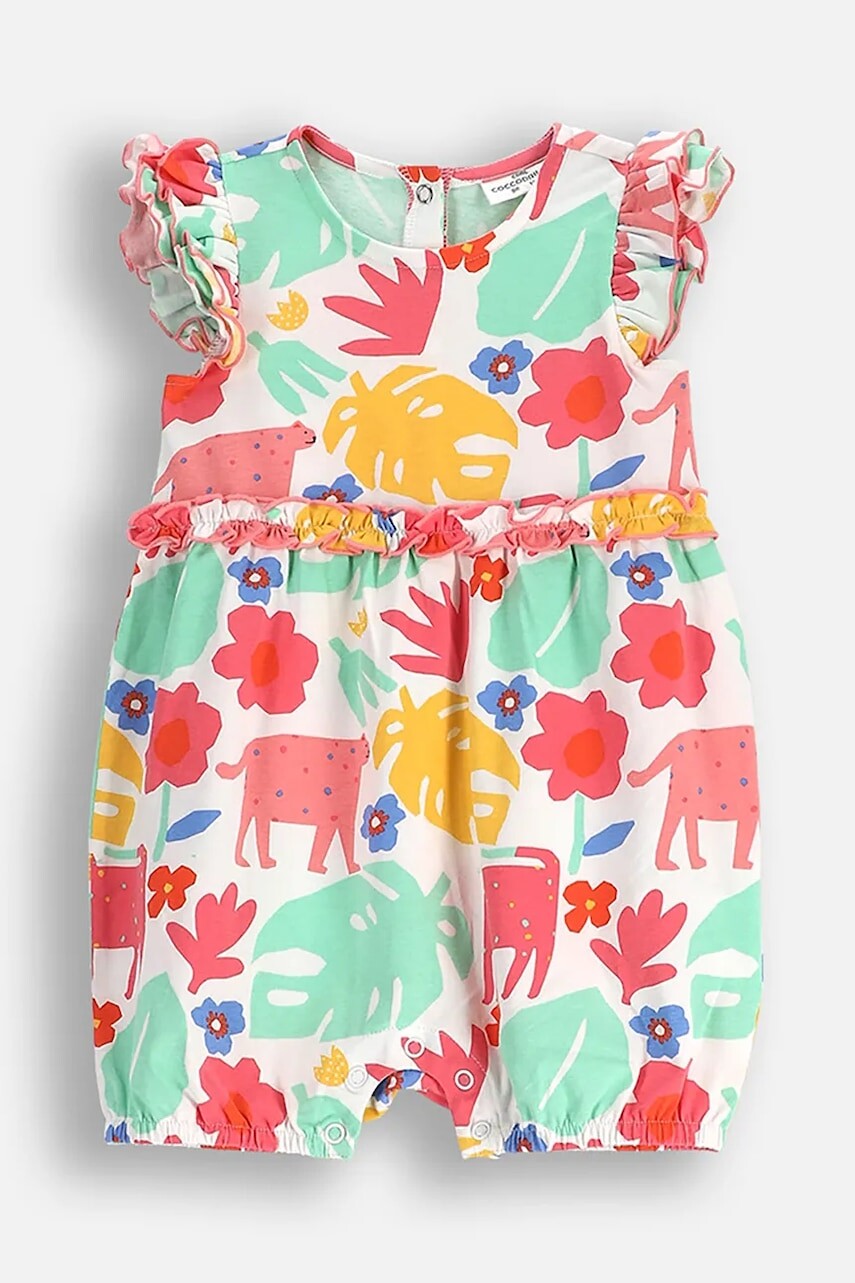 Detské bavlnené dupačky Coccodrillo TROPICAL STORY GIRL NEWBORN