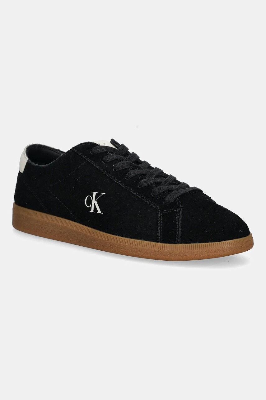 Semišové tenisky Calvin Klein Jeans LOW PROFILE CUPSOLE SU čierna farba, YM0YM01321