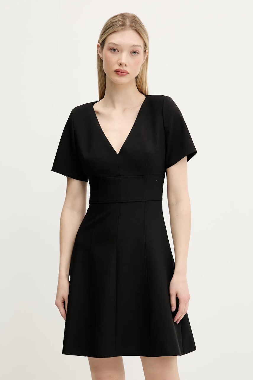 Šaty HUGO čierna farba, mini, rovný strih, 50542656