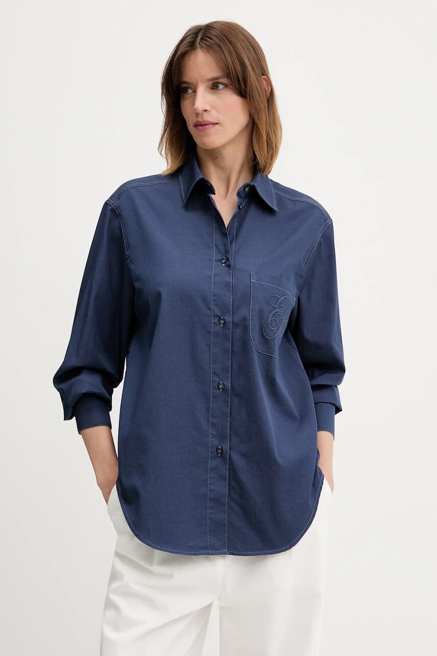 Košeľa Emporio Armani tmavomodrá farba, regular, s klasickým golierom, EW000739 AF12432