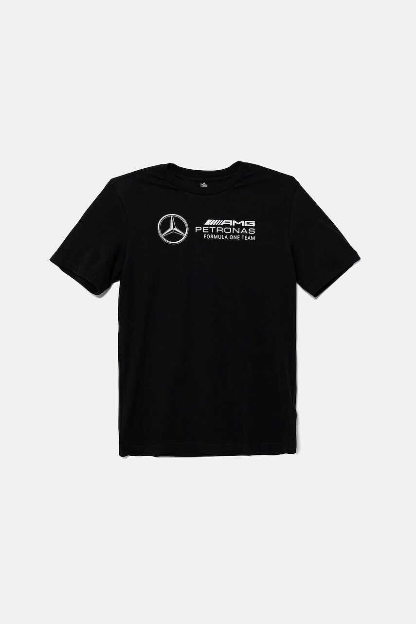Detské bavlnené tričko adidas Performance MERCEDES čierna farba, s potlačou, JZ0901