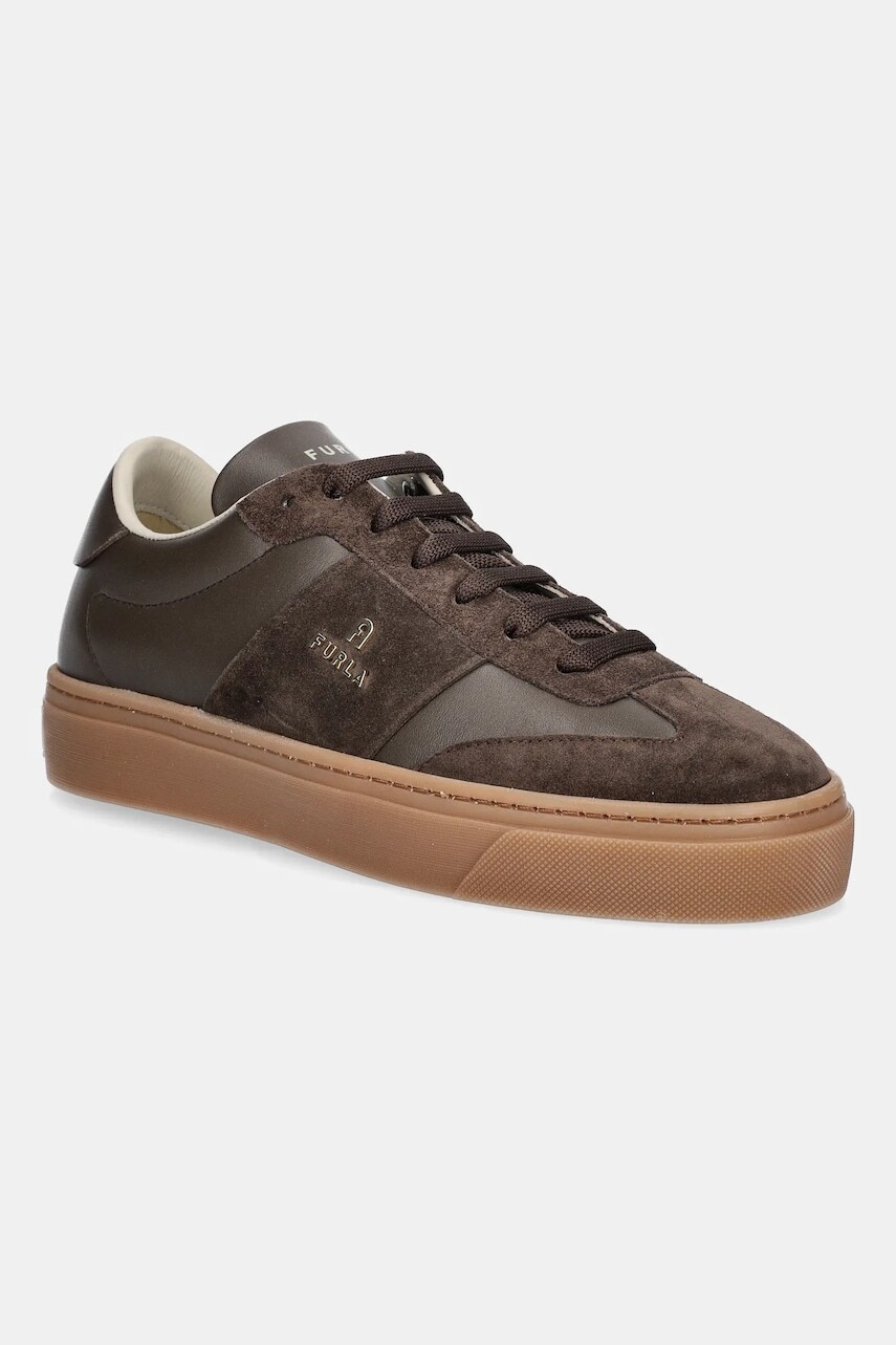 Kožené tenisky Furla Enjoy Lace-Up Sneaker hnedá farba, YI79ENJ BX3712 2566S