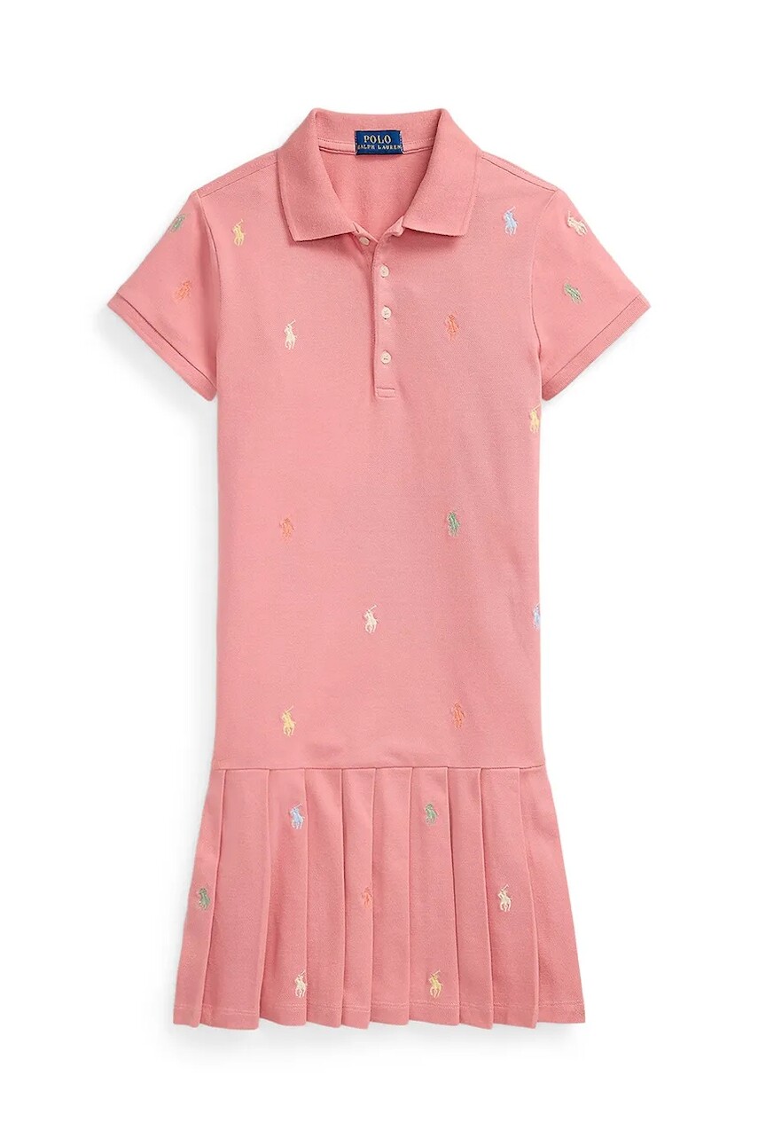 Šaty Polo Ralph Lauren ružová farba, midi, áčkový strih, 313971113001