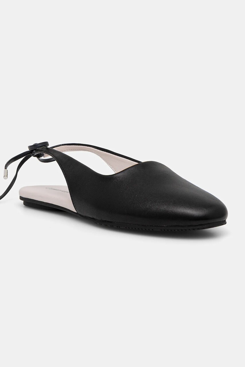 Kožené balerínky Calvin Klein BALLERINA SLING BACK LTH čierna farba, HW0HW02655