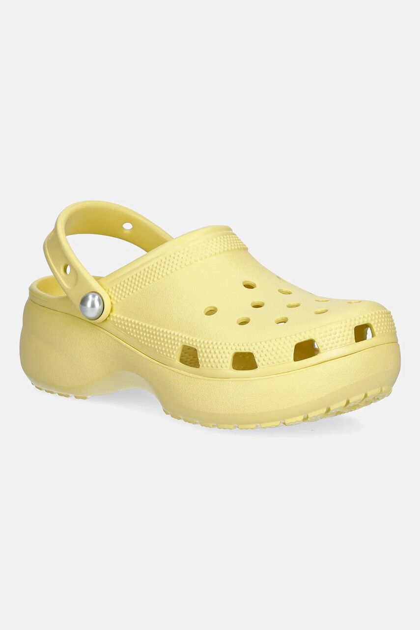 Šľapky Crocs Classic Platform Pearl Clog žltá farba, na platforme, 211231