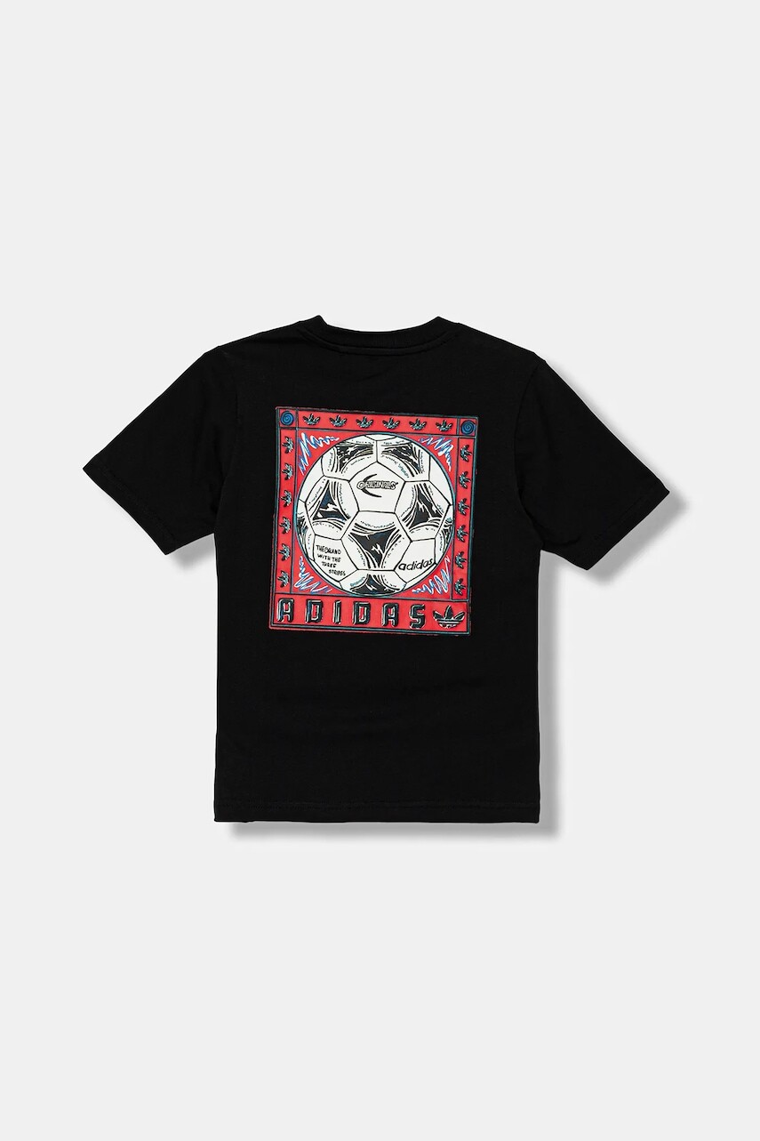 Detské bavlnené tričko adidas Originals čierna farba, s potlačou, JY2822
