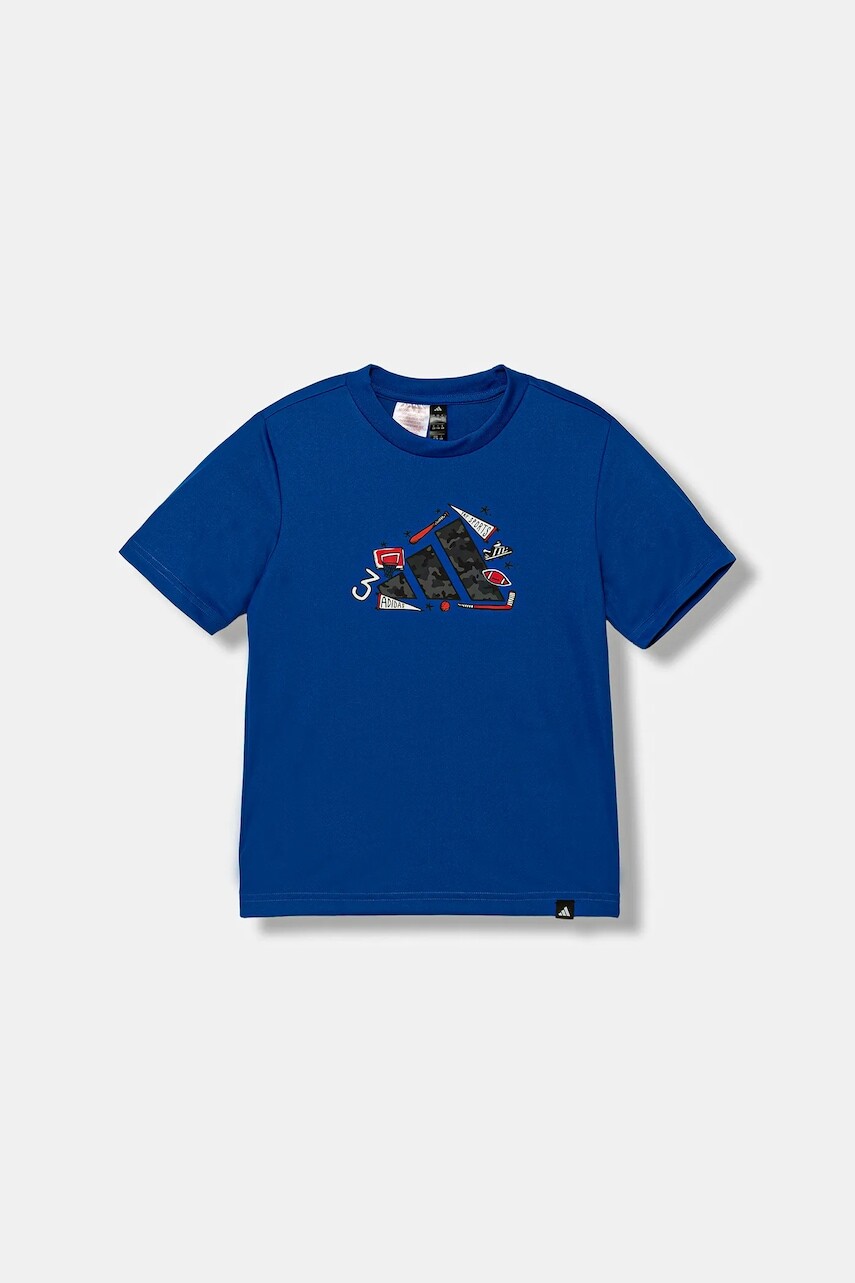 Detské tričko adidas modrá farba, vzorované, JV5183