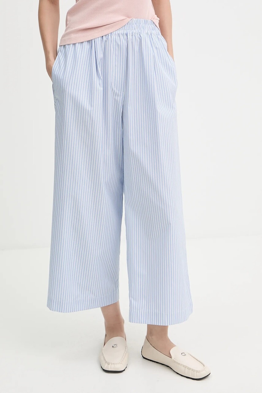 Bavlnené nohavice Weekend Max Mara FLEUR modrá farba, široké, vysoký pás, 2525136021600