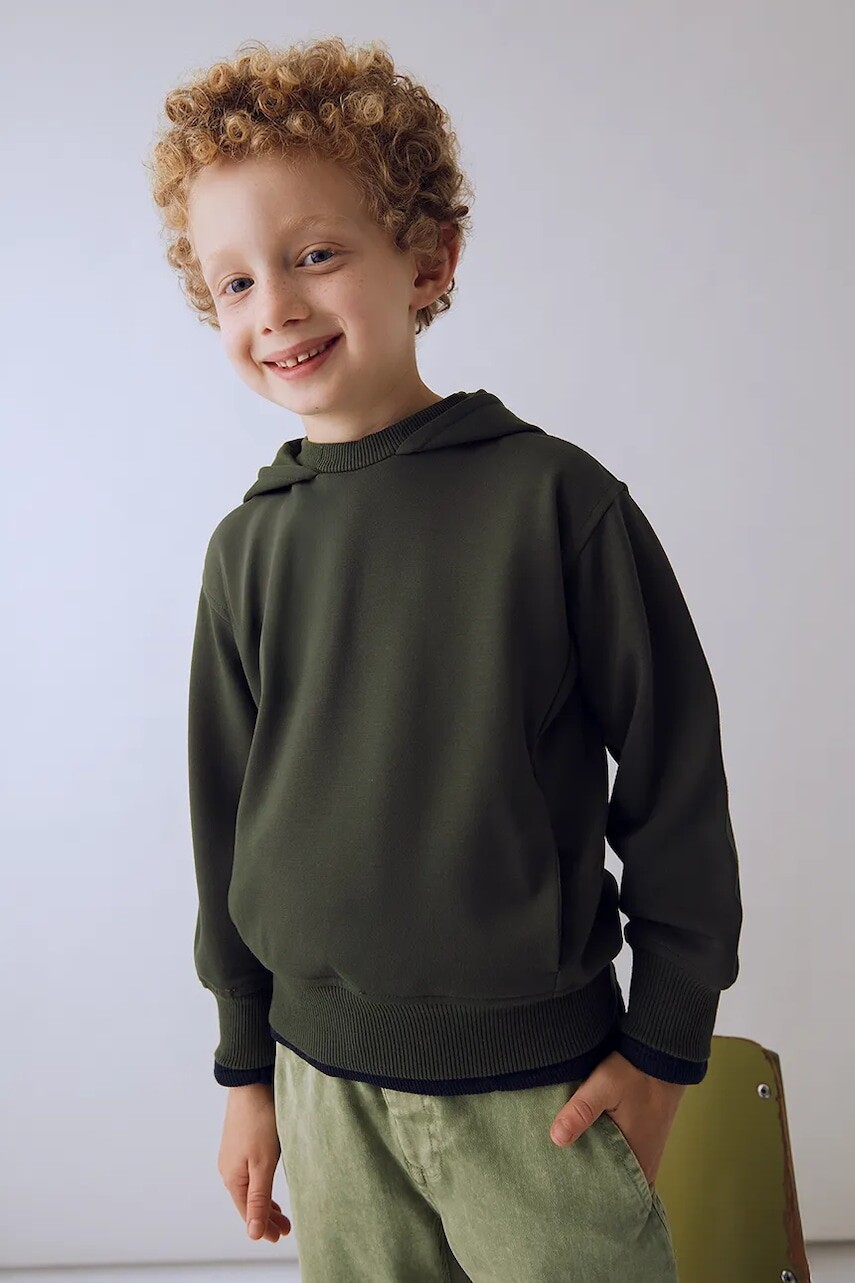 Mikina Mayoral zelená farba, s kapucňou, 4451