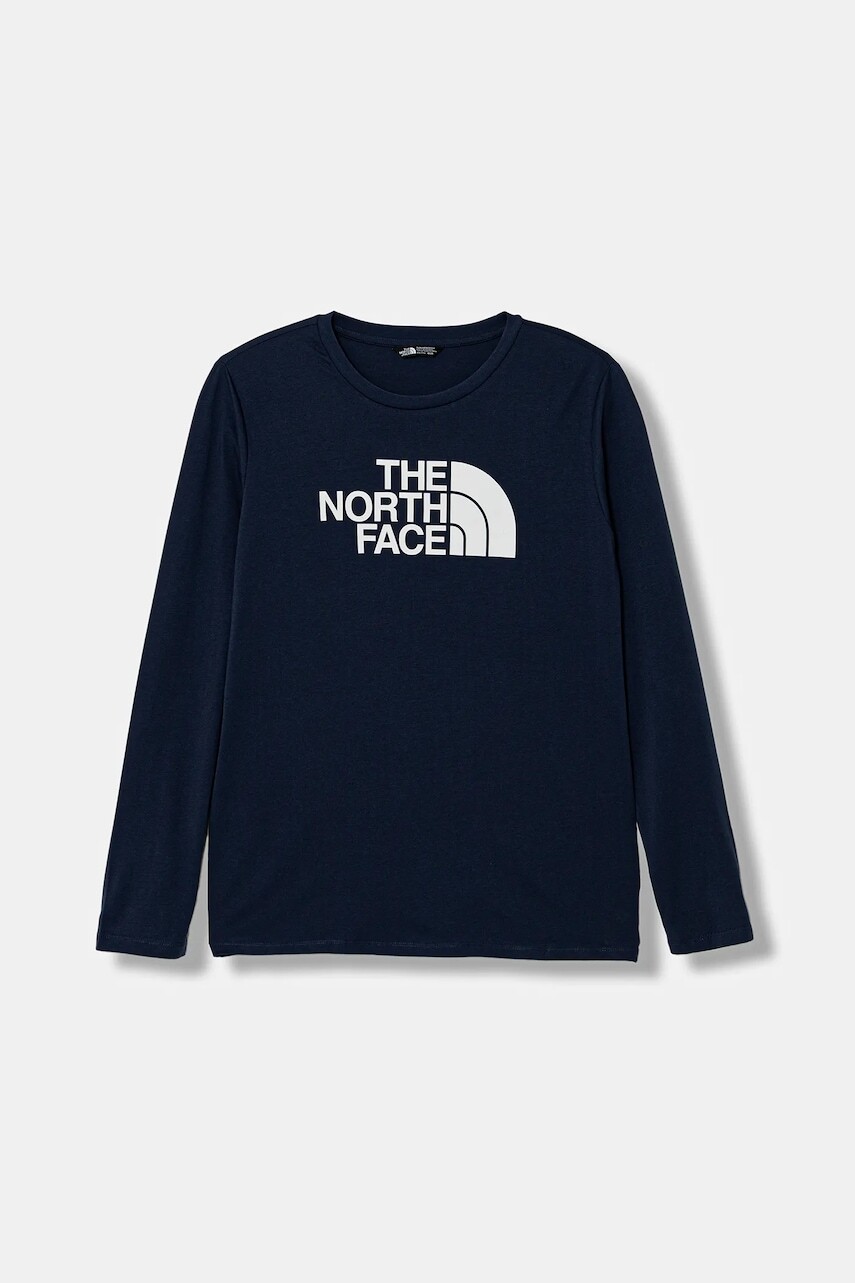 Detské tričko s dlhým rukávom The North Face TEEN EASY LS TEE tmavomodrá farba, vzorované, NF0A89J28K21