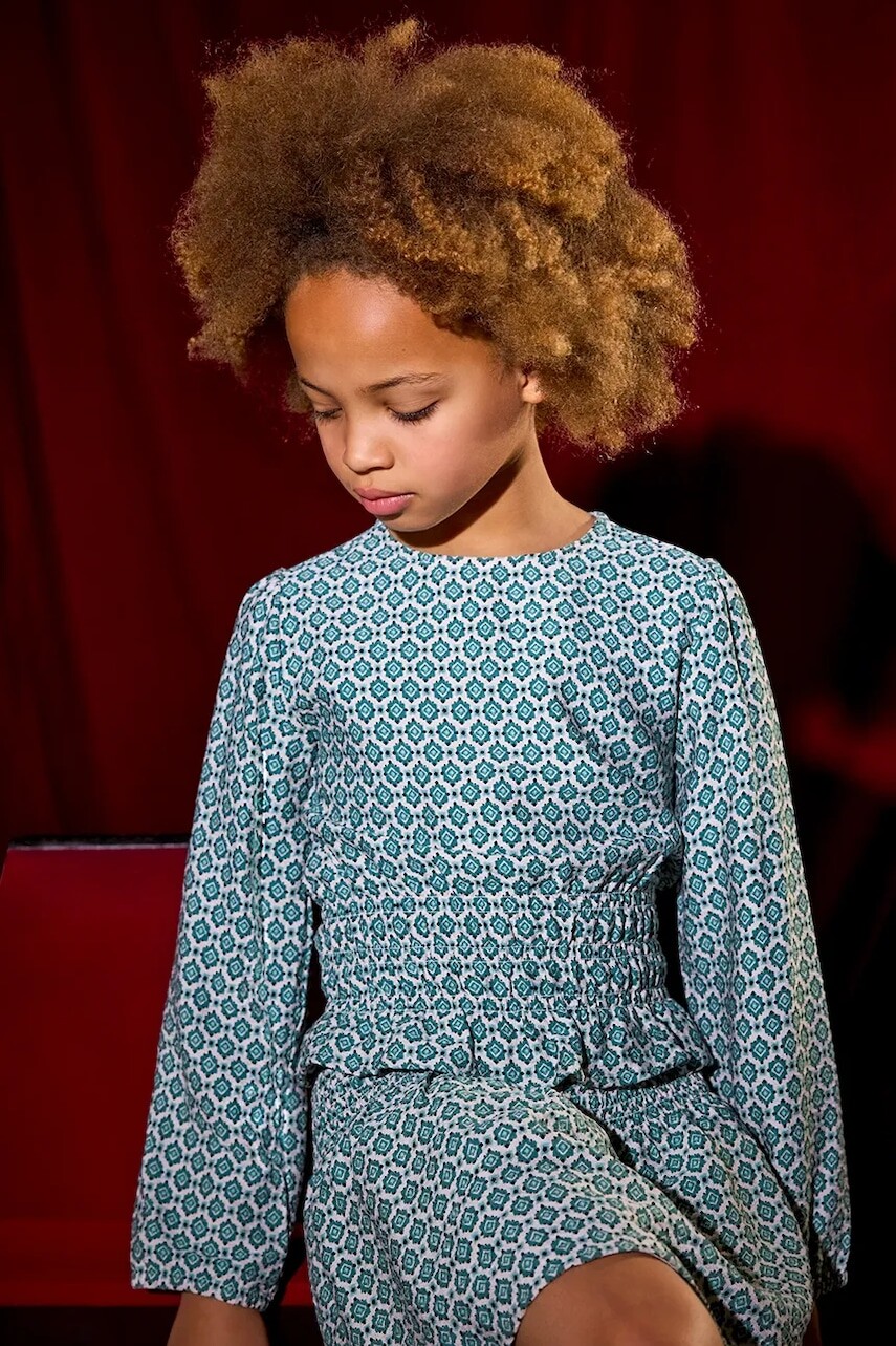 Detská blúzka Mayoral zelená farba, vzorovaná, 7196