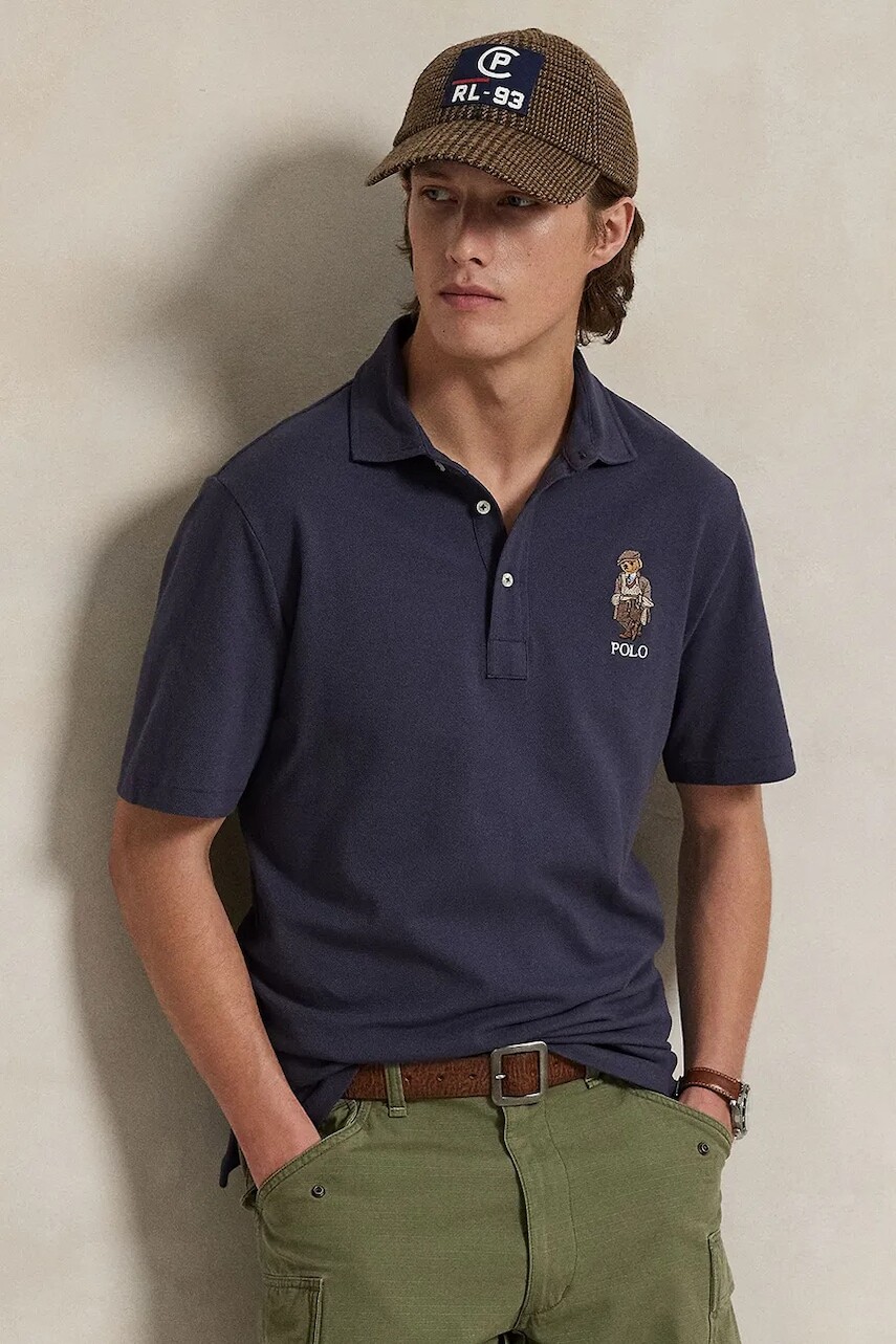 Bavlnené polo tričko Polo Ralph Lauren modrá farba, s nášivkou, 710P00083