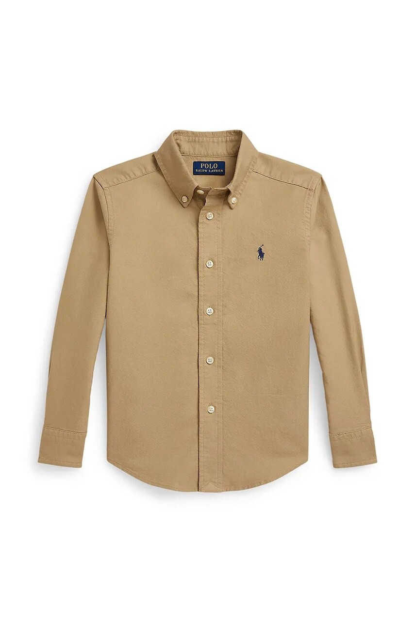 Detská bavlnená košeľa Polo Ralph Lauren béžová farba, 322858909022