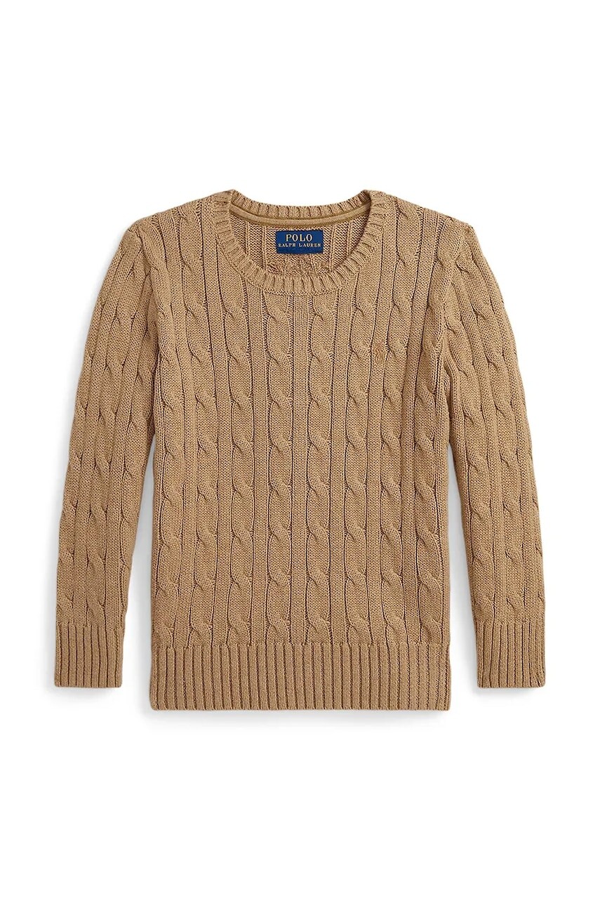 Bavlnený sveter Polo Ralph Lauren hnedá farba, 322702674082