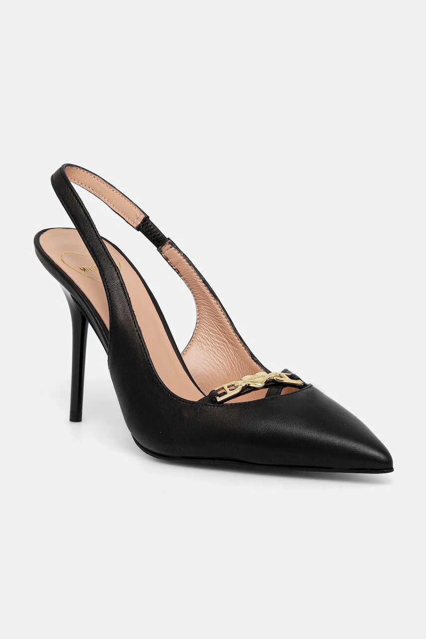 Kožené lodičky Love Moschino čierna farba, JA10309G1NIA0000