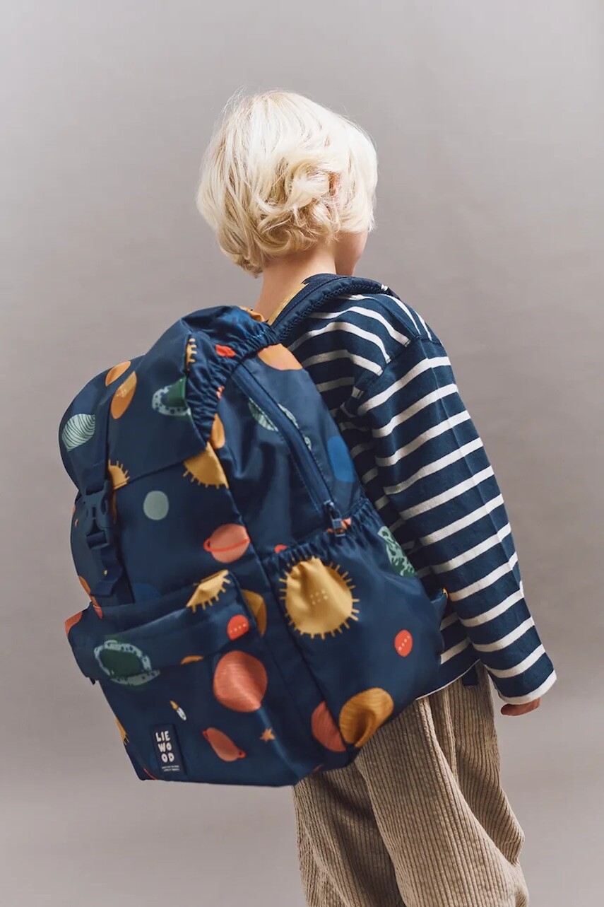Detský ruksak Liewood Johnny School Backpack tmavomodrá farba, veľký, vzorovaný, LW20089