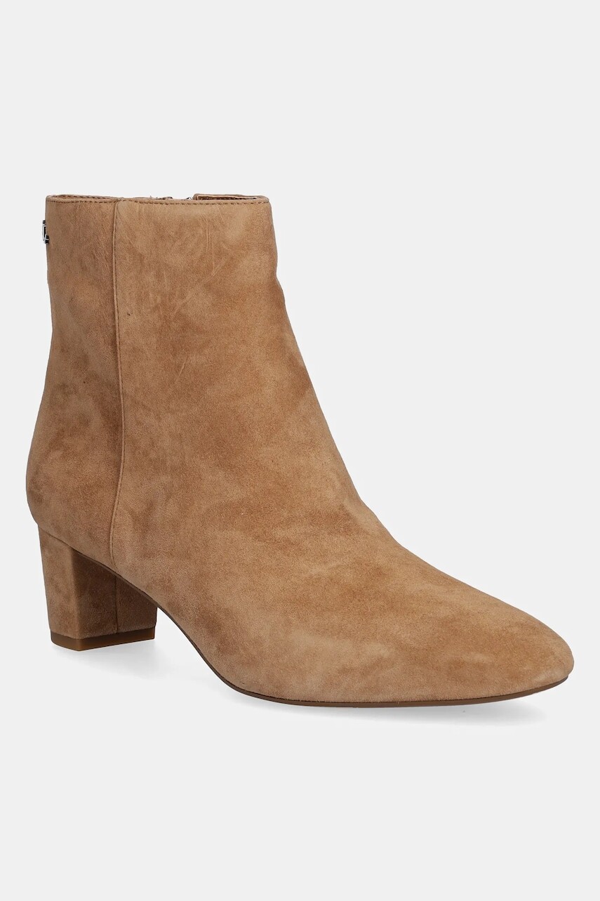 Semišové topánky Lauren Ralph Lauren Demi béžová farba, na podpätku, 802974504001
