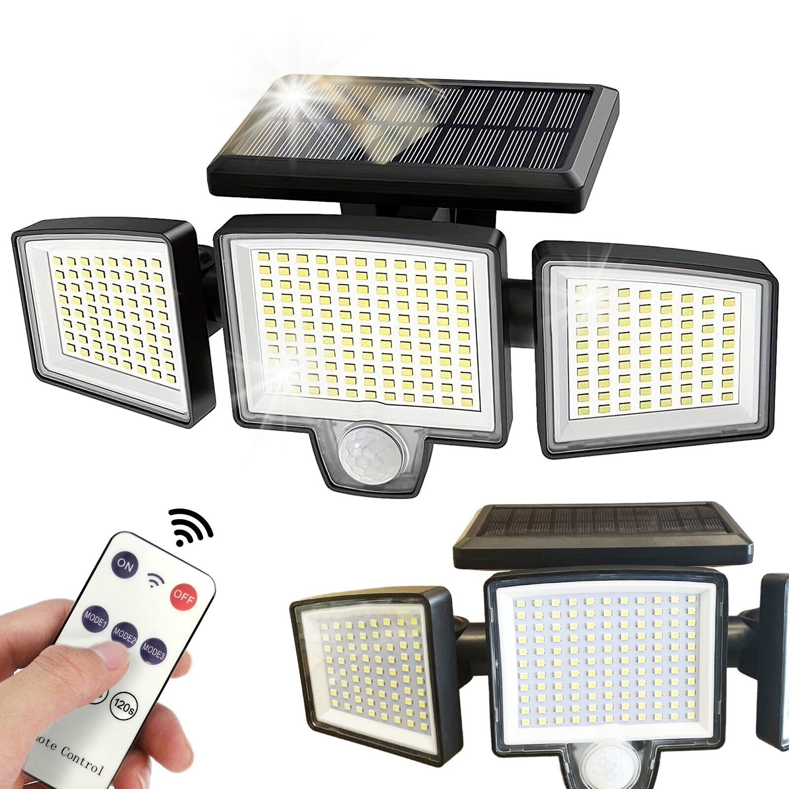 Nástěnná solární LED lampa Nachas černá