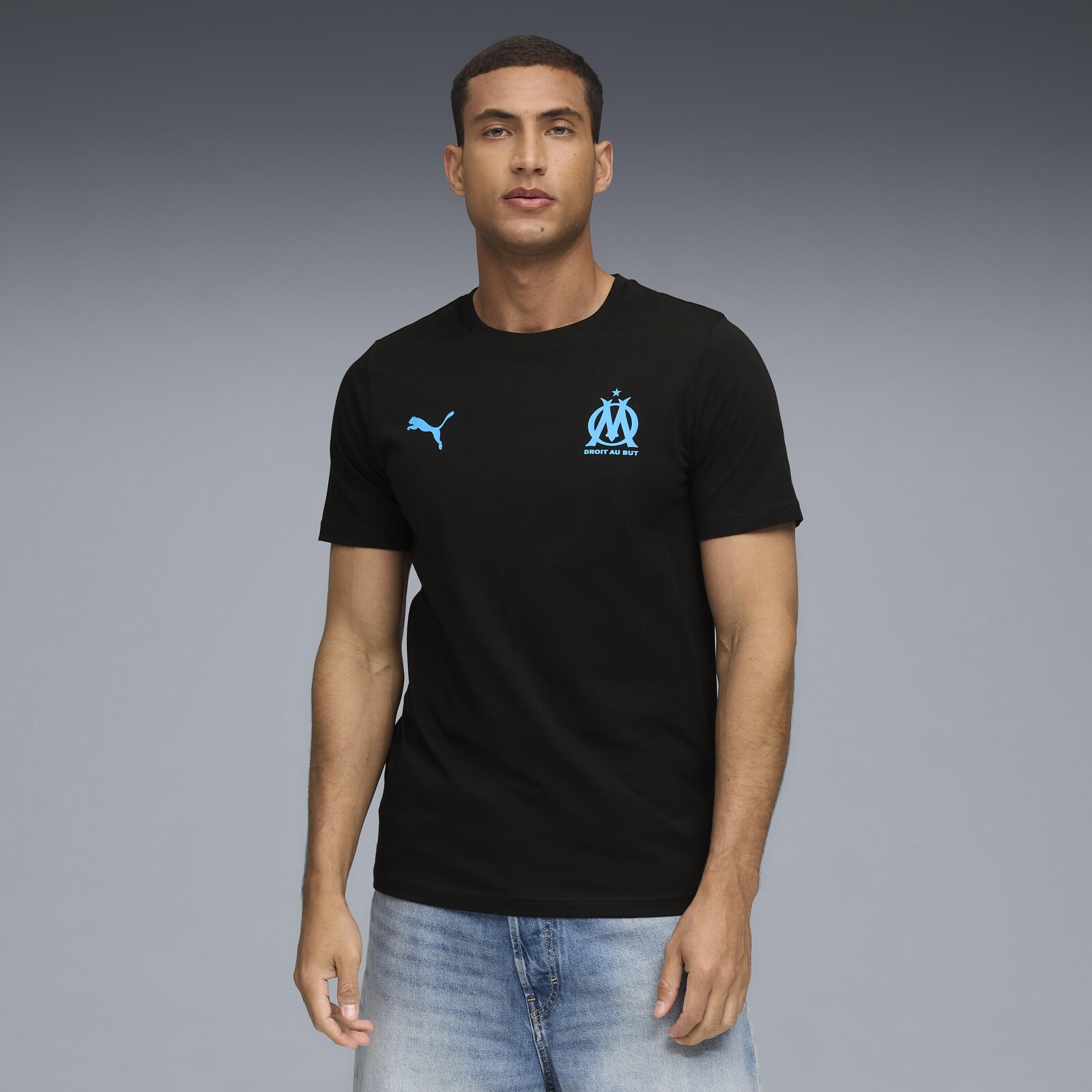 PUMA Olympique de Marseille 25/26 bavlnené tričko čierne