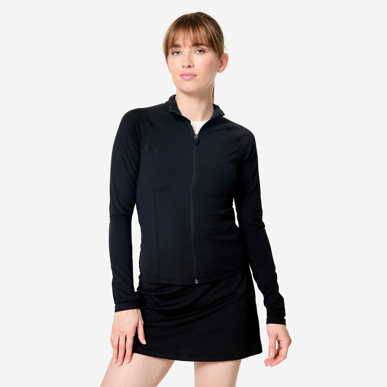Dámska fitness bunda na zips čierna