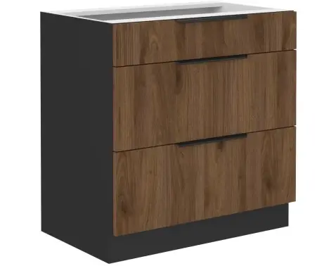 Dolná zásuvková kuchynská skrinka Monza, 80 cm, orech/čierna%