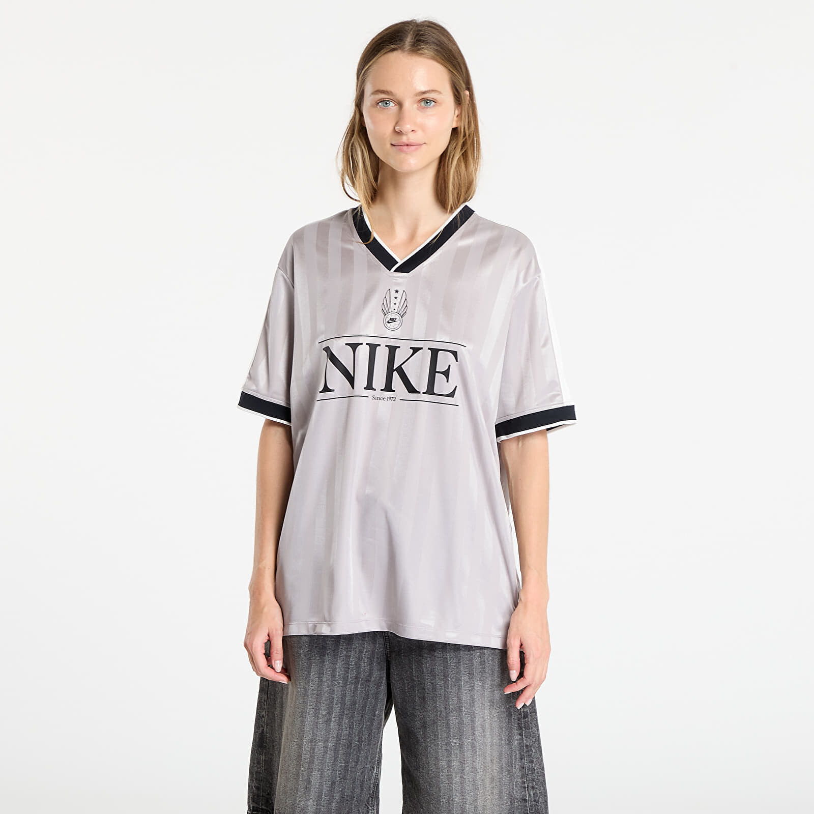 Dres Nike Sportswear Women's V-Neck Jersey Top College Grey/ Sail/ Black/ Black M