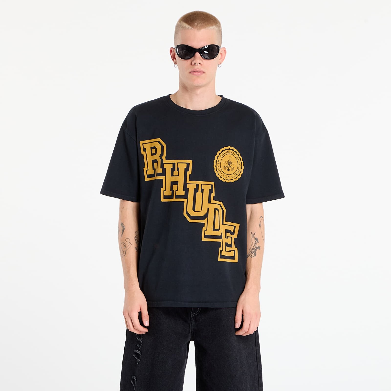 Tričko Rhude Collegiate Crest Tee Vintage Black/ Yellow L