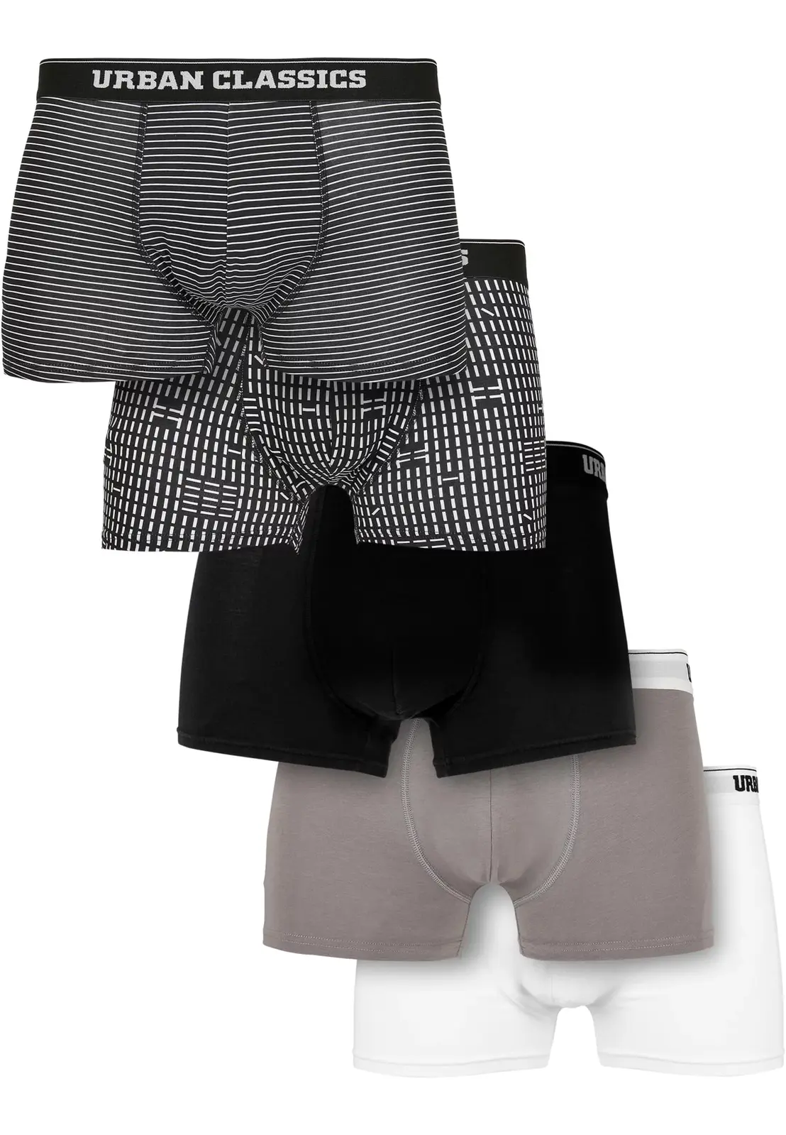 Organic boxer shorts 5-pack m.stripeaop+m.aop+blk+asp+wht