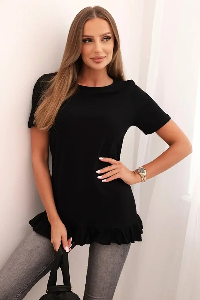 Kesi Dámska blúzka s volánom na spodku čierna