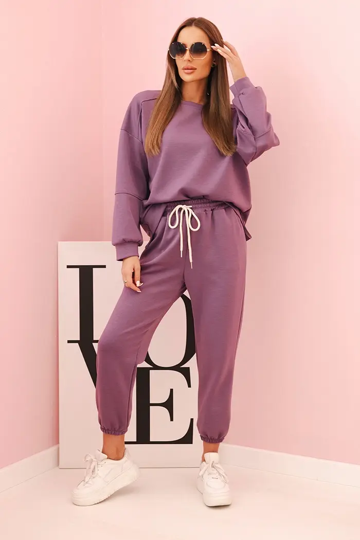 Kesi Włoski Komplet mikina + nohavice maslo fialový