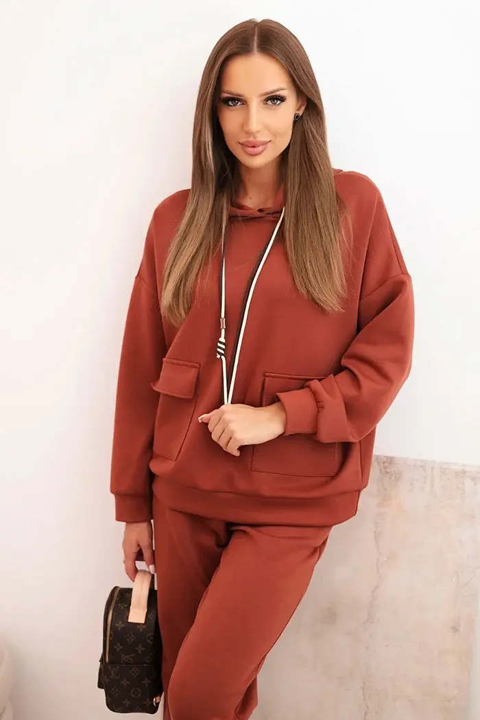 Kesi Włoski Komplet mikina + nohavice maslo hnedý