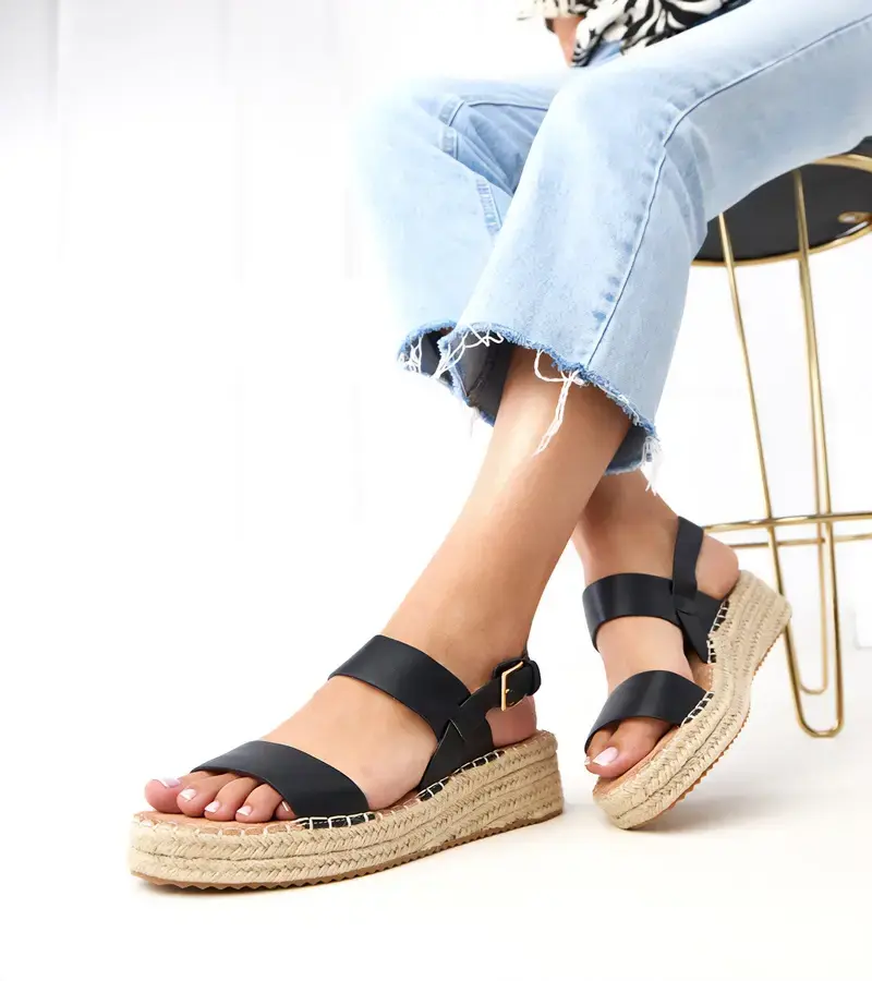marka niezdefiniowana Čierne sandále espadrilky na platforme Sanriz