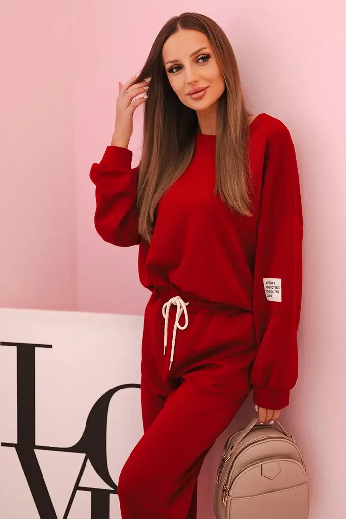 Kesi Włoski Komplet mikina + nohavice maslo bordový