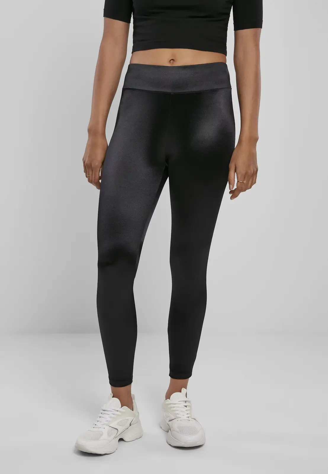 Women's shiny leggings with high waist black