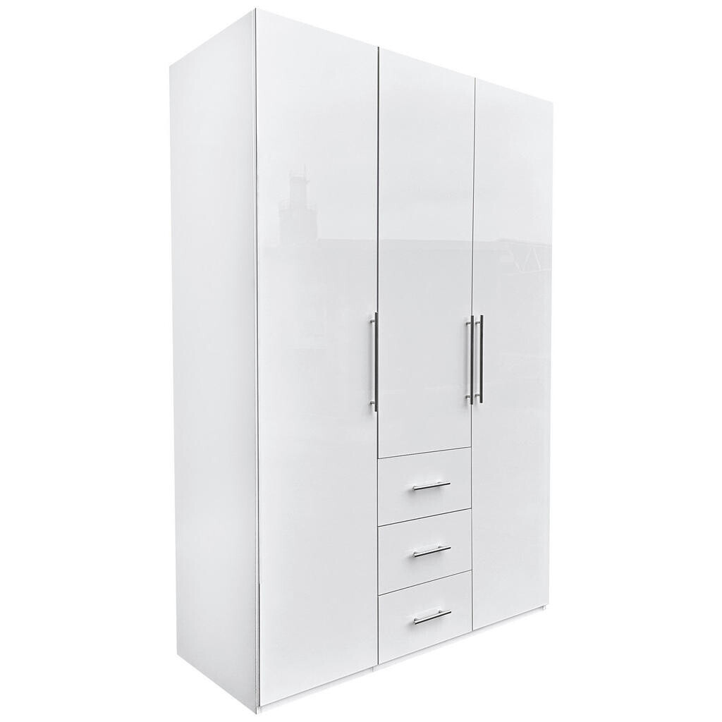 Carryhome ŠATNÍKOVÁ SKRIŇA, biela, biela s vysokým leskom, 147/219/59 cm
