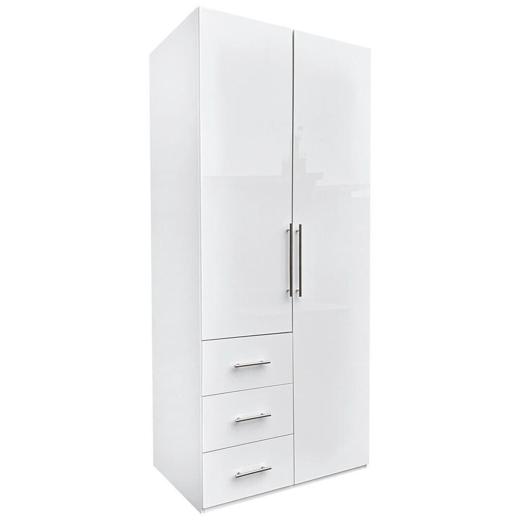 Carryhome ŠATNÍKOVÁ SKRIŇA, biela, biela s vysokým leskom, 98/219/59 cm