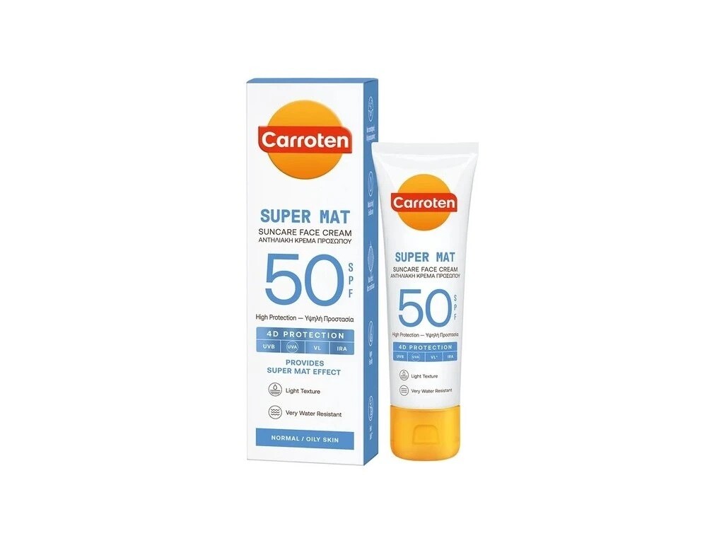 Eveline Cosmetics Carroten 4D Protection Super Mat opaľovací krém na tvár SPF50 50ml