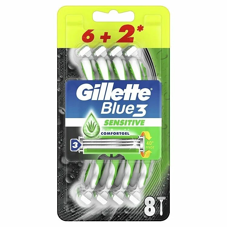 Gillette Blue 3 Sensitive jednorázové čepielky 6+2ks