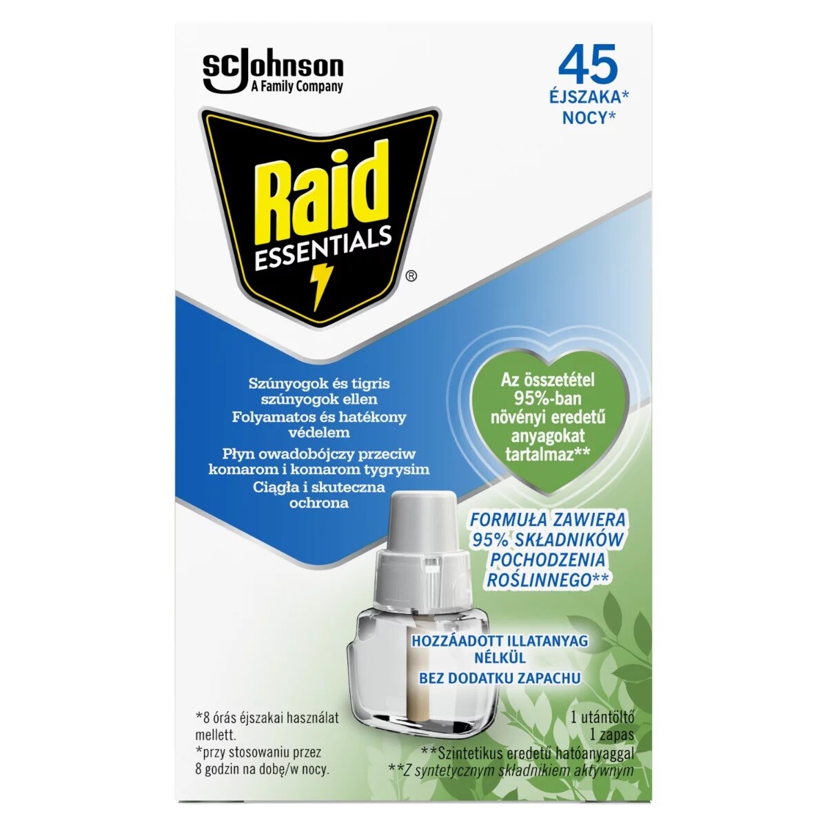 Raid Essential proti komárom náhradná náplň 45 nocí 27 ml