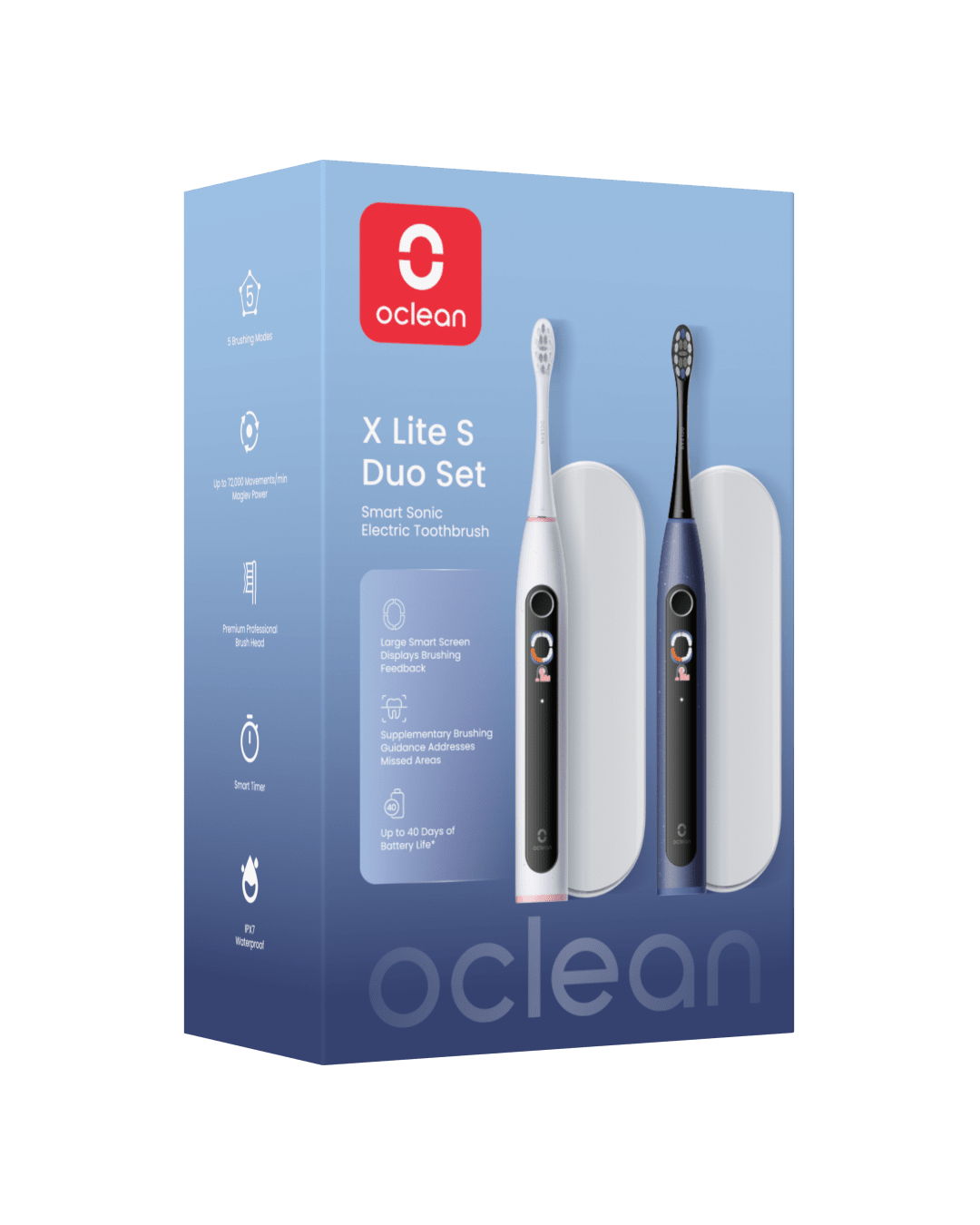 OCLEAN X Lite S DUO Set, Dark Blue + Grey, sonické kefky 2 ks