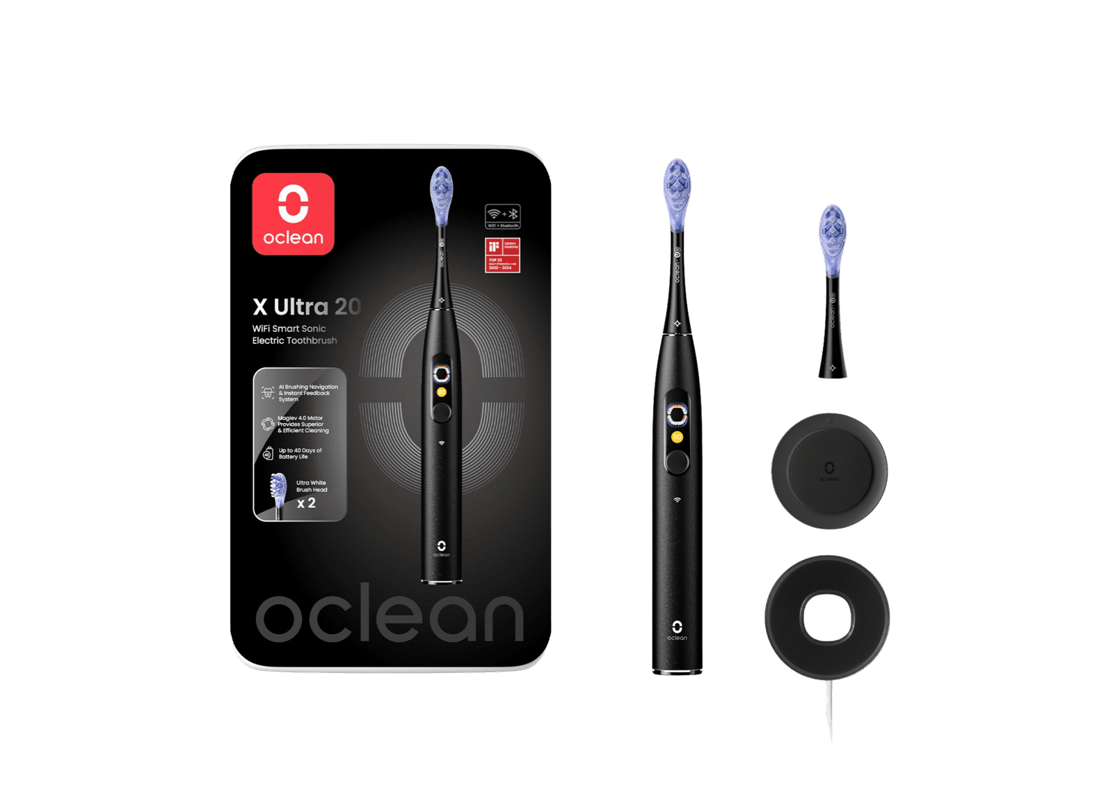 OCLEAN X Ultra 20 Black sonická kefka, čierna
